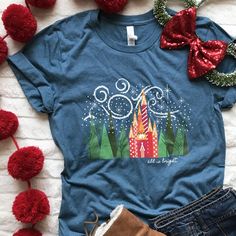 Disney Christmas Vacation, Disney Christmas Outfits, Christmas Castle, Disney Christmas Shirts, All Is Bright, Very Merry Christmas Party, Matching Disney Shirts, Christmas Forest, Disney Family Vacation