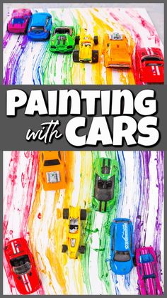 an advertisement for painting with cars featuring different colored cars and the words, paint with cars