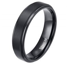 men's black ceramic wedding band with matt finish and polished center, 8mm