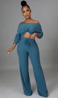 96% polyester 4% spandex Two piece set Crop top Round neckline Long sleeves No closure High waisted pants Elastic waistband Wide legs No closure True to size Model wears a size small Model is 5’4” 140 lbs Model wears 4” heels Comfortable Loungewear, Top Round, Loungewear Set, Wide Legs, Beautiful Heart, Pant Set, Two Piece Set, High Waisted Pants, Fashion Boutique