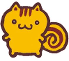 an image of a yellow cat with brown stripes on it's chest and tail