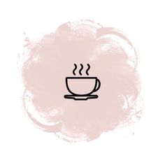 a cup of coffee with steam coming out of it on a pink and white background