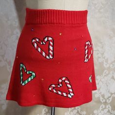 Nwt Christmas Red Knit Mini Skirt With Hearts And Sparkles. Will Not Be Further Reduced Tags: Christmas Party, Holiday Celebration, Elf Cute Fitted Winter Skirt, Fitted Holiday Skirt, Red Festive Holiday Skirt, Red Holiday Festive Skirt, Festive Red Holiday Skirt, Red Winter Holiday Skirt, Red Skirt For Winter Holiday, Fitted Skirt For Winter Holidays, Fitted Red Skirt For Holiday