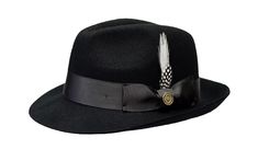 Make a statement with this stingy raw edge fedora! It's classic design is perfect for your everyday wear. The brim measures 2.25" and has a matching tone on tone 1.5" grosgrain hat band. Grab one today before they all sell out!  Brim: 2.25" Raw Edge Snap Material: 100% Fine Australian Wool Crown Height: 4.5" Interior: Moisture-Wicking Cotton Sweatband Hat Band: 1.5" 2-Tone Grosgrain Shape: Fedora (Pinch Front) Interior: Satin Lined Removable B Logo Pin Feature: This hat comes with a size Adjustable string attached to Velcro. simply pull the built-in Adjustable String to your desired size and attach it to the Velcro. Artisan Black Fedora Felt Hat, Adjustable Black Felt Fedora, Black Wool Fedora With Flat Crown, Vintage Black Fedora Felt Hat, Adjustable Wide-brim Fedora With Feather Trim, Crown Heights, Pin Logo, Fedora Hat, Hat Band