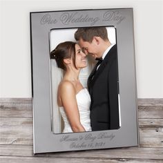 a wedding photo frame with a bride and groom