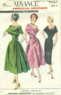 advance 8507 Helena Barbieri 1950s Sewing Patterns, Clothes Board, Design Moda, Drawing Fashion, Fashion 1950s, Sewing Box