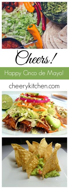 mexican food is shown with the words happy cinco de mayo on it and an image of