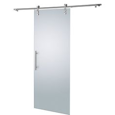 an image of a sliding glass door with chrome hardware on the bottom and handlebars