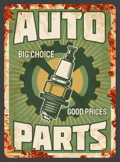 Vintage car spare parts shop or store rusty plate Vintage Workshop, Font Poster, Rusty Cars, Poster Fonts, Auto Spare Parts, Idul Fitri, Car Shop, Vintage Car