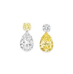 Emerald Pendants, White Diamond Earrings, Flawless Diamond, Fancy Yellow Diamond, Ear Clips, Emerald Pendant, Pear Shaped Diamond