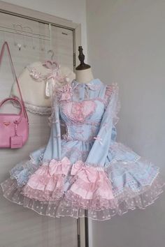 Fabric: Polyester, Lace Color: Blue/Pink Feature: Multi-Layered, Ruffle, Lace Style: Sweet, Princess Include: Dress*1 (Any of the accessory is not included.) Size (IN) Bust Waist Length S 29.13-39.37 23.62-39.37 30.31 M 30.71-44.88 25.20-40.94 31.50 L 32.28-46.46 26.77-42.52 33.07 Size (CM) Bust Waist Length S 74-100 60-100 77 M 78-114 64-104 80 L 82-118 68-108 84 Candy Theme Dress, Cute Dresses Pink, Aesthetic Pink Clothes, Fairy Core Clothes, Blue Pink Aesthetic, Cozy Fall Outfits Aesthetic, Pink And Blue Outfit, Dessert Dress, Pink And Blue Aesthetic