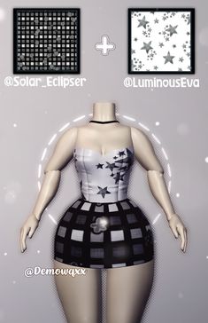 a female mannequin is shown with stars on the top and bottom, as well as