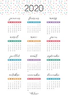 the 2019 calendar with colorful dots on it