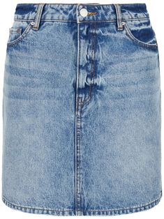 Armani Exchange high-waisted Denim Skirt - Farfetch High Waisted Denim Skirt, Iconic Bags, Washed Denim, Exclusive Fashion, Ballet Flat Shoes, Ski Wear, Armani Exchange, Lady Dior, High Waisted Denim