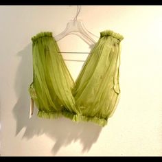 Choosy Green Tulle Crop Top|Brand New With Tags ; Never Been Worn|V Neckline|Fitted Waistband|Frilled Hem & Shoulders|100% Polyamide|Size M|Super Chic With A Cute Skirt Or !! |||| Green Evening Tops For Spring, Green Summer Evening Tops, Summer Evening Green Tops, Green Summer Evening Blouse, Green Sheer Tops For Spring, Sheer Green Tops For Spring, Green Sheer Top For Spring, Sheer Green Top For Spring, Tulle Crop Top