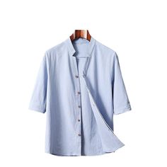 Product information: Color: white, black, blue, light green, caramel Size: M,L,XL,2XL,3XL,4XL,5XL,6XL Style: Cardigan Fabric name: cotton blend Main fabric composition: Cotton Process: non-ironing Size: Unit：CM Note: 1. Asian sizes are 1 to 2 sizes smaller than European and American people. Choose the larger size if your size between two sizes. Please allow 2-3cm differences due to manual measurement. 2. Please check the size chart carefully before you buy the item, if you don't know how to choose size, please contact our customer service. 3.As you know, the different computers display colors differently, the color of the actual item may vary slightly from the following images. Packing list: Men's shirt X1 pieces Product Image: Light Blue Casual Collar Top For Summer, Blue Short Sleeve Shirt With Casual Collar For Spring, Light Blue Shirt With Casual Collar For Spring, Blue Relaxed Fit Top With Half Sleeves, Blue Button-up T-shirt For Summer, Casual Blue Half Sleeve Shirt, Blue Casual Collar Top For Spring, Casual Light Blue Top With Casual Collar, Casual Light Blue Top With Collar