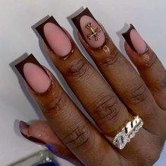 Brown Acrylic Nails, Brown Nail, Work Nails, Fall Acrylic Nails