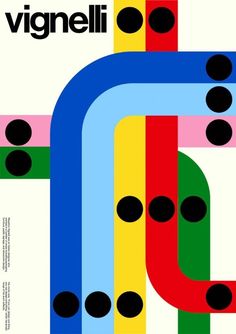 the cover of vignelli magazine with colorful lines and dots on it's sides