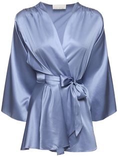 Includes matching self-tie belt. Model is wearing a sizeXS/S Angel Sleeve, Silk Robe, Belt Tying, Stretch Satin, Satin Silk, Tie Belt, Silk Satin, Angel, Satin