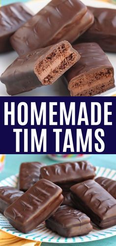 homemade tim tams on a plate with text overlay