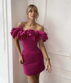 Off-shoulder Ruffled Formal Dresses, Formal Off-shoulder Ruffled Dress, Off-shoulder Ruffled Cocktail Dress, Elegant Off-shoulder Cocktail Ruffle Dress, Off-shoulder Ruffle Cocktail Dress, Off-shoulder Ruffled Skirt Dress For Date Night, Fitted Ruffle Off-shoulder Dresses, Elegant Off-shoulder Mini Dress With Ruffled Skirt, Elegant Fitted Off-shoulder Ruffle Dress