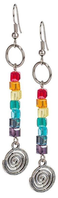 PRICES MAY VARY. ֎ Stay in balance with this handmade spiral chakra earring of colorful glass crystals. A silver strand holds glass square faceted beads in the colors of the rainbow. Measures approx 2.25" long. Each earring weighs approx 2.23 grams. They come with a pair of rubber ear backs to prevent loss. Embrace the meaning or just the style! ֎ CHAKRA BALANCING. Chakra earrings are designed to balance the seven chakras, which are energy centers. The only essential feature of a chakra piece of Chakra Meanings, Chakra Earrings, Old Symbols, Silver Strand, Energy Centers, Seven Chakras, Chakra Balancing, Ancient Cultures, Buy Handmade