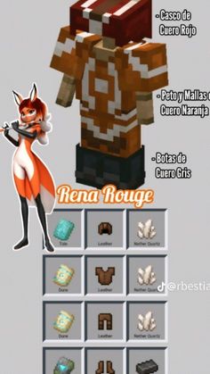 an info sheet showing how to make a costume for fenna house in minecraft