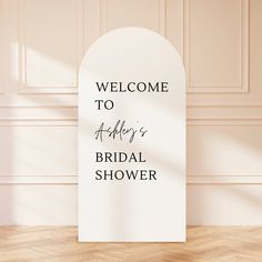 a sign that says, welcome to alexy's bridal shower on it