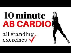 a woman in black is dancing with the words 10 minute ab cardio