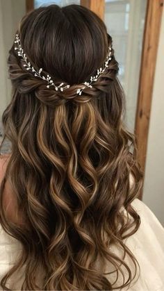 #hair #hairstyle #haircut #hairstylist #haircolor #hairfashion #haircare #hairideas #hairinspo #hairporn Classy Wedding Hair Down Medium Length, Hoco Hair Mid Length, Dark Brunette Hair, Graduation Hairstyles, Dance Hairstyles, Cut Her Hair, Christmas Hairstyles, Short Wavy Hair, Favorite Hairstyles