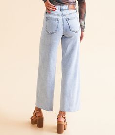 HIDDEN Nori Cropped Wide Leg Jean - Blue 32/27, Women's Light High rise Stretch fabric Relaxed through the hip and thigh 20 bottom opening Destruction details Comfort waistband. Layering piece(s) and/or accessories sold separately.. This quality denim is hand-finished for a unique look. It will wear like your favorite jeans, with each hole and tear continuing to destruct over time. You will love the comfort of this denim that has the look and feel of years of wear. . 93% Cotton 5% Polyester 2% S Cropped Wide Leg Jeans, Layering Pieces, Favorite Jeans, Stretch Fabric, Women's Jeans, Wide Leg, High Rise, Women Jeans, Buckle