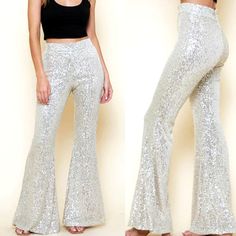 Sequin Flare Pants, Champagne Bell Bottoms, Shiny Sparkle Pants, Harem Pants, Flare Legging, Palazzo Pants, Wide Leg Pants, Glitter Pants - Etsy Glitter Bell Bottoms, Glamorous Sequin Trousers, Sequin Disco Bottoms Full Length, Sequin Disco Pants Full Length, Sequin Disco Full Length Bottoms, Disco Sequin Full-length Bottoms, Disco Style Sequined Full-length Pants, Full-length Sequined Disco Bottoms, Full Length Sequined Disco Bottoms