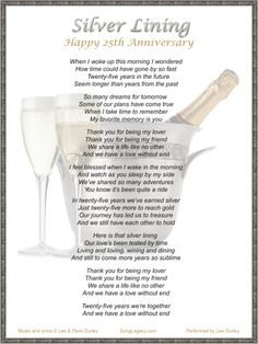 an anniversary card with two champagne glasses and the words, silver lining happy 35th anniversary