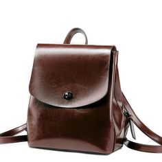 Women's Top Grain Leather Backpack Simple Style City Backpack Natural Cowhide Leather Rucksack Classic Elegant Leather Backpack SX886 Model Number: SX886 Dimensions: 9"L x 4.7"W x 10.6"H / 23 cm(L) x 12 cm(W) x 27 cm(H) Weight: 1.87 lb / 0.85 kg Hardware: Brass Hardware Shoulder Strap: Adjustable Color: Brown / Coffee / Black Features: • Genuine Natural Leather• Inside 1 Wallet Pocket, 2 Zipper Pockets.• YKK Zipper• Adjustable Shoulder Strap• Can fit an iPad mini, iPhone, Books, Files, Mini Umbr