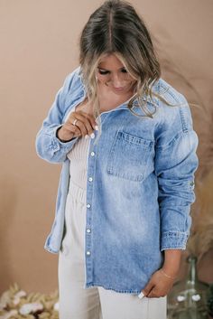 This casual jacket adds a touch of sophistication to any outfit It is specifically designed for plus-sized individuals, ensuring a comfortable and flattering fit Crafted from high-quality denim material, it offers durability and a trendy denim look Pair it with jeans for a chic denim-on-denim look, or layer it over a dress Size Chart (CM) Sizes Bust Shoulder Sleeve_Length Length Hem_Width Relax Relax Relax Relax Relax 1X 122 62.5 51 76 126 2X 130 66.5 51 78 134 3X 138 70.5 51 79 142 Elasticity N Button-up Medium Wash Outerwear For Day Out, Medium Wash Button-up Outerwear For Day Out, Light Blue Button-up Denim Top For Fall, Long Sleeve Light Blue Denim Top With Pockets, Light Blue Long Sleeve Denim Top With Pockets, Light Wash Denim Top With Buttoned Pockets For Spring, Washed Blue Button-up Denim Jacket For Day Out, Medium Wash Button-up Denim Jacket For Day Out, Light Blue Button-up Denim Jacket