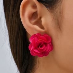 Fabric Flower Earrings Cute Fashion Floral Petals Earring for Women Teen Girls Pink Vacation, Embellished Fashion, Floral Studs, Flower Hair Accessories, Flower Decor, Flower Earrings Studs, Girly Jewelry, Flower Studs