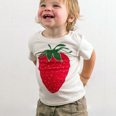 Strawberry Shirt Toddler, Strawberries Shirt, Eco Friendly Kids, Organic Kids, Farmers Market Tee, Screen Printed Tee, Cute Fruit Shirt - Etsy Playful Red T-shirt For Summer, Red Casual Organic Cotton Top, Sweet Red Summer Tops, Casual Red Organic Cotton Top, Sweet Cotton Tops With Fruit Print, Cute Cotton Tops With Fruit Design, Organic White Short Sleeve Tops, Red Organic Cotton Casual T-shirt, Casual Red Organic Cotton T-shirt