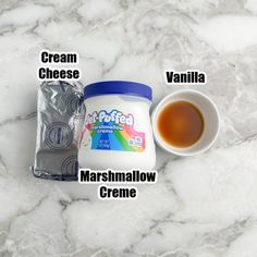 the ingredients for marshmallow creme are shown