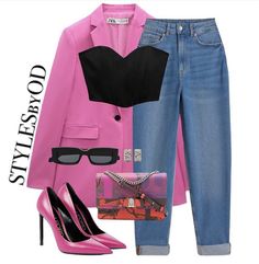 Blazer Rosa, Running Errands Outfit, Errands Outfit, Looks Pinterest, High Neck Bra, Elegante Casual, Oversized Blazer, Sneakers Outfit