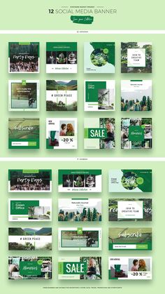 the green and white webpage design is displayed in this image, it appears to be for