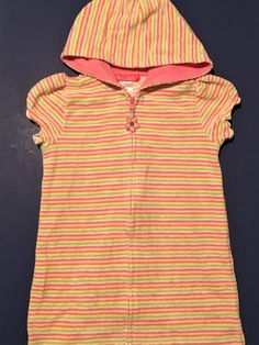 Gymboree SPRING FUN Terrycloth Swim Coverup ~ Sz 6 Up for your consideration is a very nice little girls' swim coverup from Gymboree's "Spring Fun Swim" line.  It is a vibrant striped terrycloth material in shades of fuchsia, tangerine, and lime green.  It is short sleeved with ruffled edging, and it features an embroidered flower zipper-pull, and a lined hood.  Size 6 and in Excellent condition. Thank you so much for checking out my listing! I have done my best to provide a clear picture and ac Fun Pattern Outfits, Nostalgia Clothing, Easy Diy Clothes, Girls Swim, Hat Aesthetic, Spring Fun, Swim Coverup, Easy Trendy Outfits