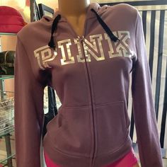 Victoria’s Secret Pink Full Zip Pink Hoodie 2024 Style, Pink Victoria Secret, Virtual Closet, Pink Hoodie, Full Zip Hoodie, Vs Pink, Dream Wardrobe, Shopping List, Color Purple