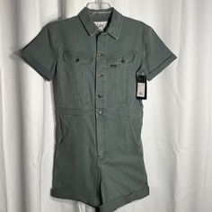 Nwt. Vintage Modern. Green Denim Utility Jumpsuit By Lee Short Sleeve And Shorts. 98% Cotton, Super Versatile, And Comfortable. Size Extra Small Denim Utility Jumpsuit, Workwear Jumpsuit, Black Denim Jumpsuit, Denim Suspenders, Free People Jumpsuit, Utility Romper, Coverall Jumpsuit, Utility Jumpsuit, Chill Fits