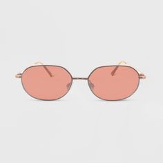 Metal sunglasses from Wild Fable™ in an oval shape with adjustable nose pads for comfort. Rose gold full-rim frame with rose pink lenses. UV protection helps keep your eyes shielded from harmful sun rays, and one size fits most faces. If you're not satisfied with any Target Owned Brand item, return it within one year with a receipt for an exchange or a refund. Wild Fable™: A look for every story. Oval Sunglasses With Gradient Lenses For Summer, Summer Oval Sunglasses With Gradient Lenses, Oval Mirrored Sunglasses For Summer, Summer Oval Sunglasses With Metal Frame, Oval Polarized Sunglasses For Summer, Modern Oval Sunglasses For Summer, Modern Rose Gold Sunglasses For Summer, Rose Gold Mirrored Sunglasses For Spring, Trendy Rose Gold Tinted Sunglasses