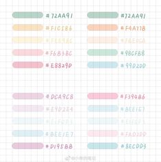 the font and numbers in different colors are displayed on a grid paper with pastel lines