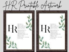 two framed frames with the words hrr printable artwork