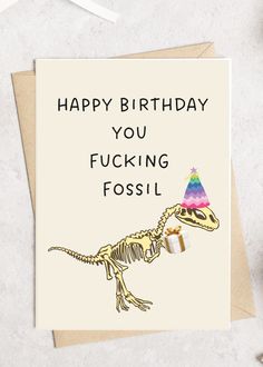 Playfully Teasing Birthday Message: With its boldly humorous message, "Happy Birthday You Fucking Fossil," this card is perfect for those who enjoy a good-natured roast on their birthday, making it a hit for milestone celebrations like 30th, 40th, 50th, 60th, 70th, 80th, or 90th birthdays. Versatile for Any Recipient: Whether it's for a husband, boyfriend, girlfriend, wife, or a friend, this card's cheeky humor makes it a versatile and entertaining choice for both men and women celebrating their birthdays. High-Quality and Durable Material: Constructed from premium 300gsm cardstock, the card not only delivers a funny message but also boasts a high-quality feel and longevity, making it a memorable keepsake. Make For Girlfriend, Birthday Cards For 30th Birthday, Funny Cards For Birthday, Card 50 Birthday, 30th Birthday Party For Husband, Husband 30th Birthday Party, Diy 90th Birthday Cards, Fun Birthday Card Ideas For Friends, Happy Birthday To A Guy Friend