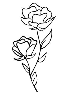 Pretty Flowers To Draw Simple, Roses Line Drawing, Roses Drawing Simple, Rose Illustration Simple, Rose Sketch Simple, Lined Tattoos, Beading Stencils, How To Draw A Rose, Things To Trace