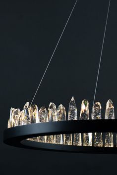 a chandelier with many lights hanging from it