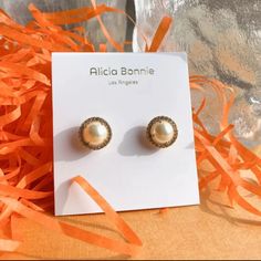 100% Authentic Alicia Bonnie Jewelry Come’s With Brand Name Pouch And Gift Box, Perfect For Gifts! Tell Everyone Who You Really Are With These Fashionable Accessories That Will Definitely Turn Heads And Garner Appreciative Glances. Size - 0.43' L X 0.43' W Bonnie Gold, Bonnie Jewelry, Fashionable Accessories, Pearl Stud Earrings, Pearl Studs, Gold Pearl, You Really, Gold Jewelry, Gift Box